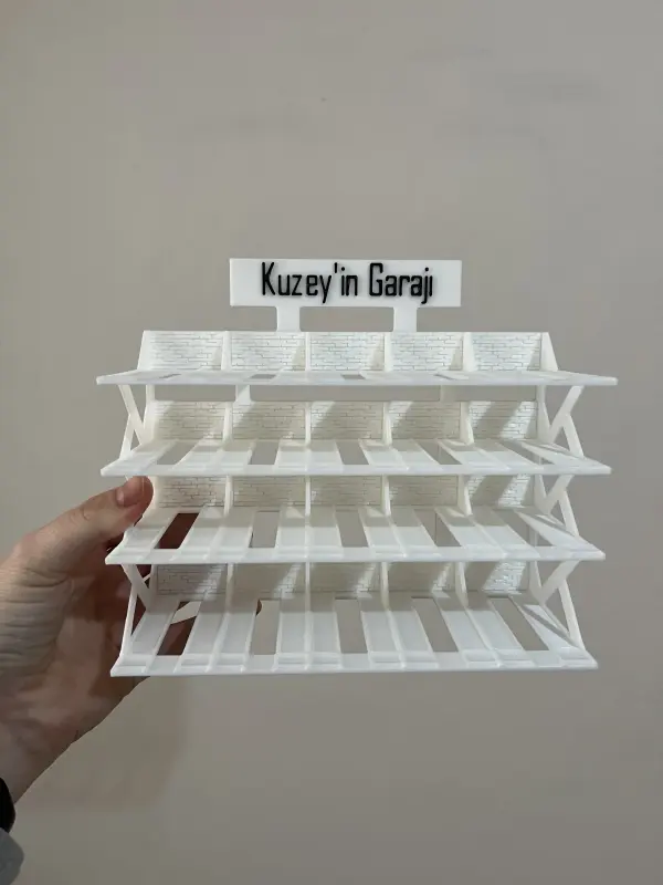 20 Araçlık Kişiye Özel Diecast Garaj Standı (1/64 Ölçek Uyumlu) - Beyaz - Görsel 4