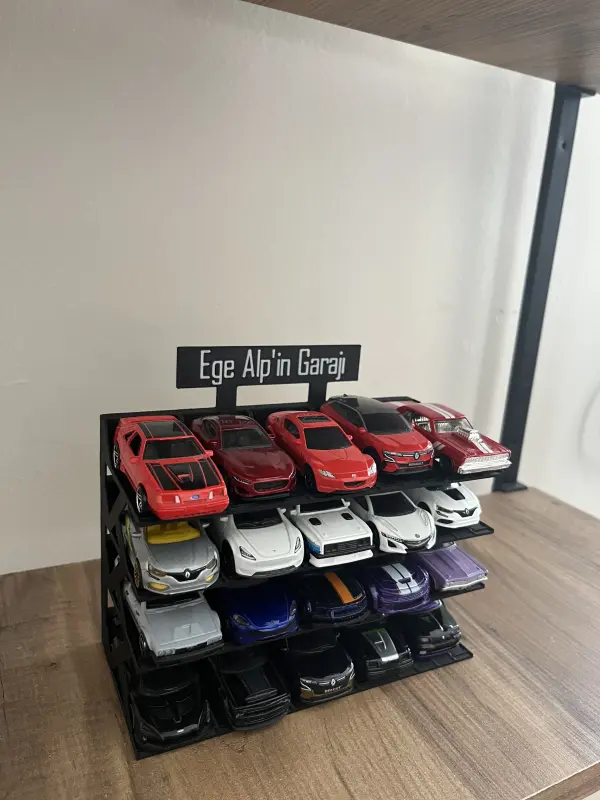 20 Araçlık Kişiye Özel Diecast Garaj Standı (1/64 Ölçek Uyumlu) - Siyah - Görsel 5