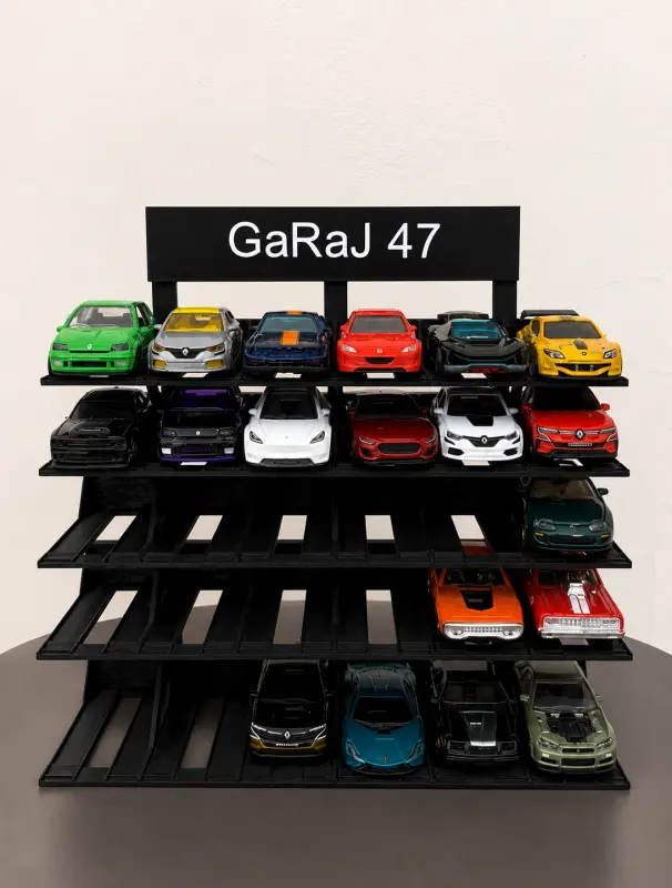 30 Araçlık Kişiye Özel  Diecast Garaj Standı (1/64 Ölçek Uyumlu) - Siyah - Görsel 2