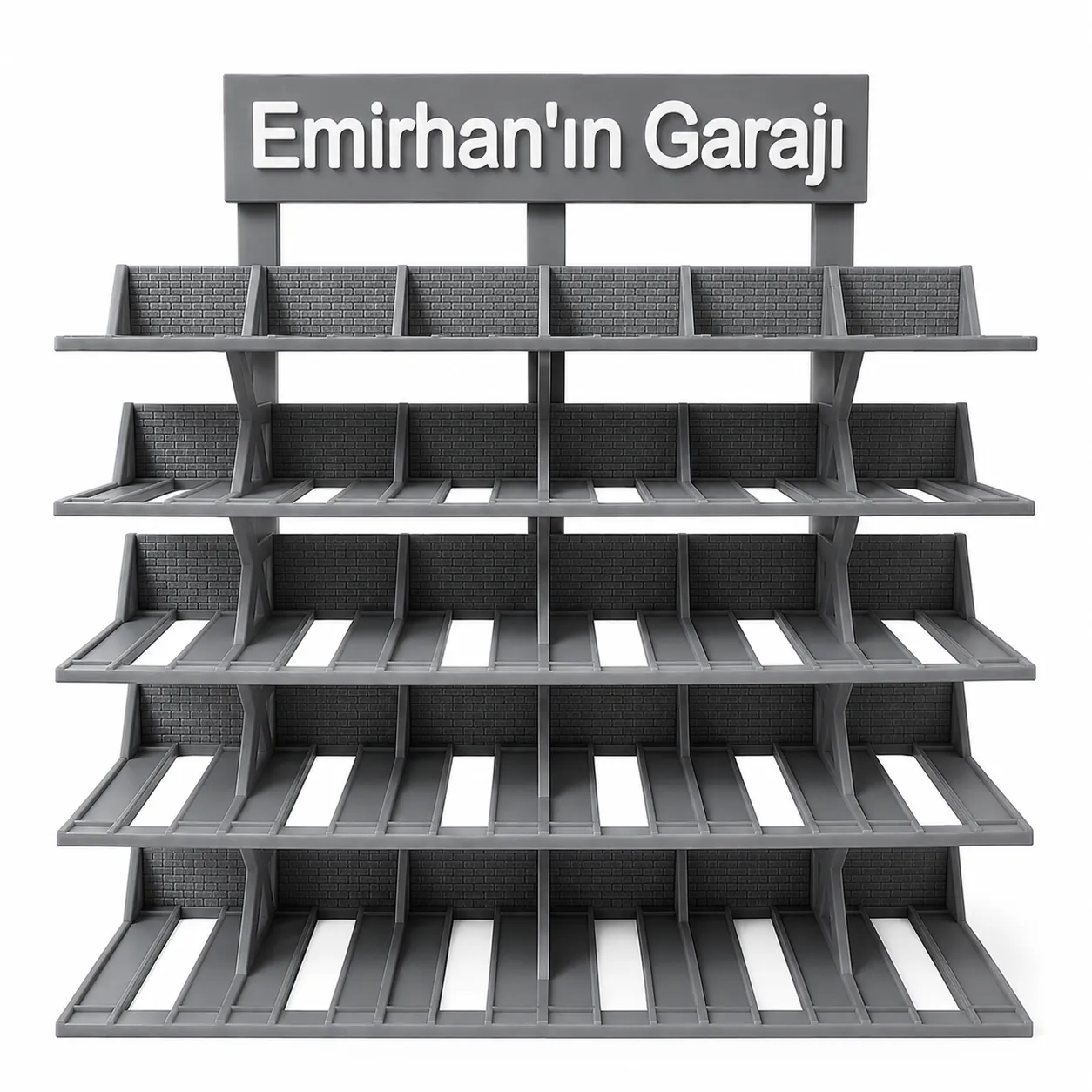 30 Araçlık Kişiye Özel  Diecast Garaj Standı (1/64 Ölçek Uyumlu) - Gri