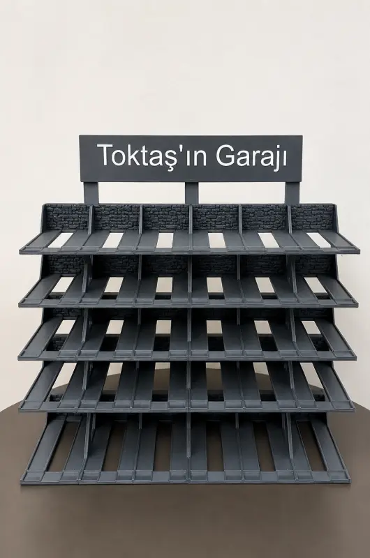 30 Araçlık Kişiye Özel  Diecast Garaj Standı (1/64 Ölçek Uyumlu) - Gri - Görsel 2