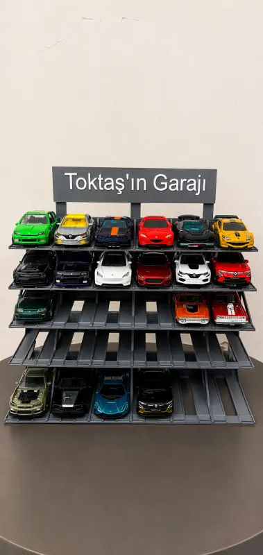 30 Araçlık Kişiye Özel  Diecast Garaj Standı (1/64 Ölçek Uyumlu) - Gri - Görsel 3