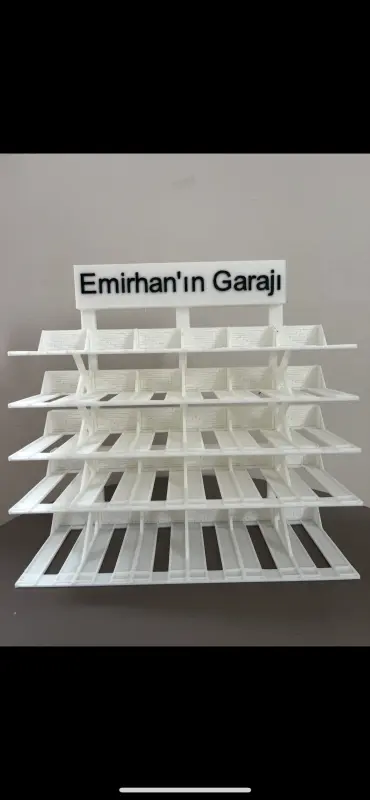 30 Araçlık Kişiye Özel  Diecast Garaj Standı (1/64 Ölçek Uyumlu) - Beyaz 2