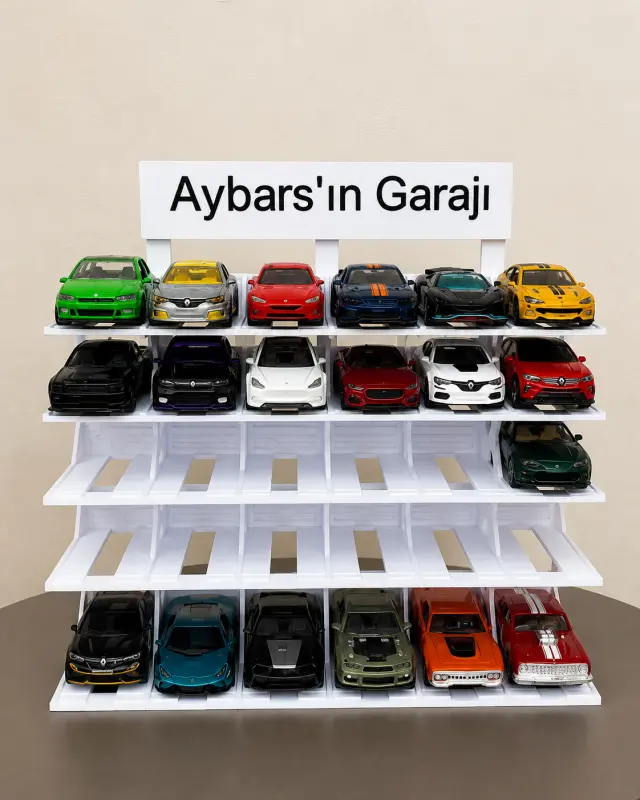 30 Araçlık Kişiye Özel  Diecast Garaj Standı (1/64 Ölçek Uyumlu) - Beyaz - Görsel 2