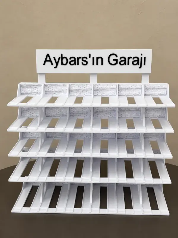 30 Araçlık Kişiye Özel  Diecast Garaj Standı (1/64 Ölçek Uyumlu) - Beyaz - Görsel 3