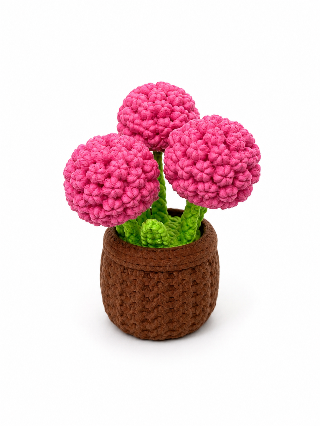 Örgü Görünümlü Pembe Çiçek Saksısı - Görsel 1
