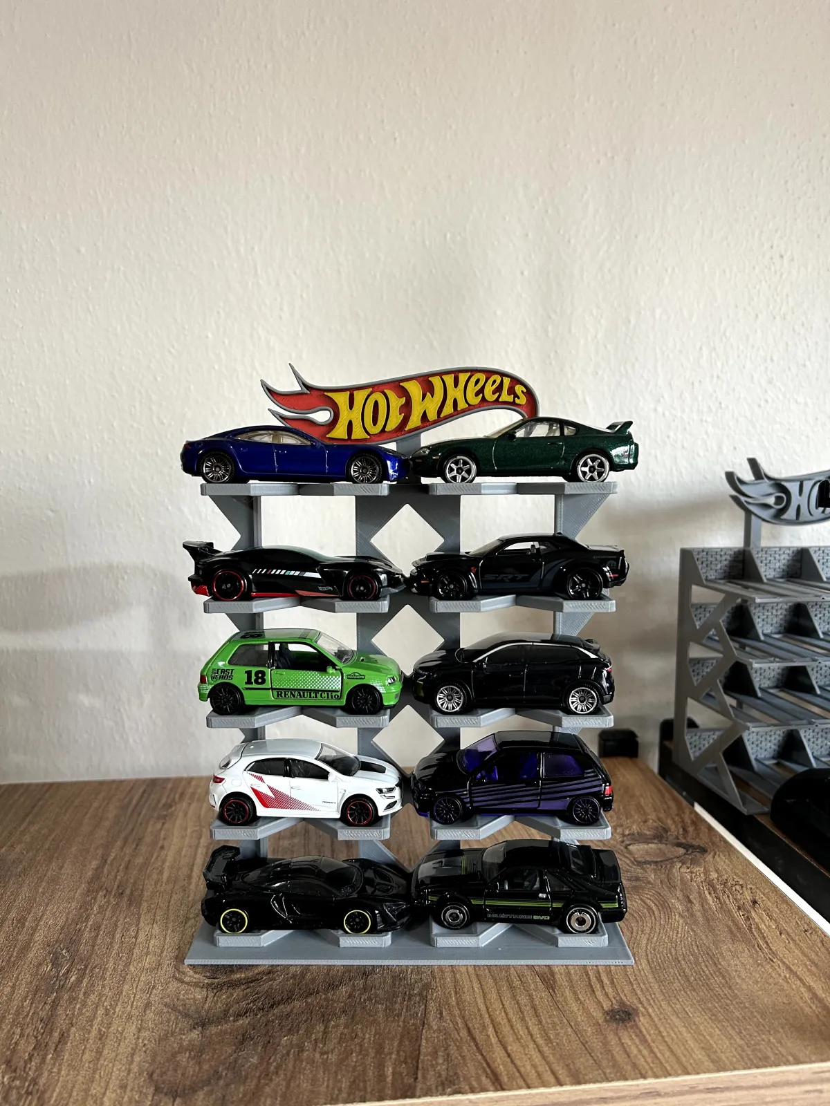 10 Araçlık Hotwheels Stand Gri